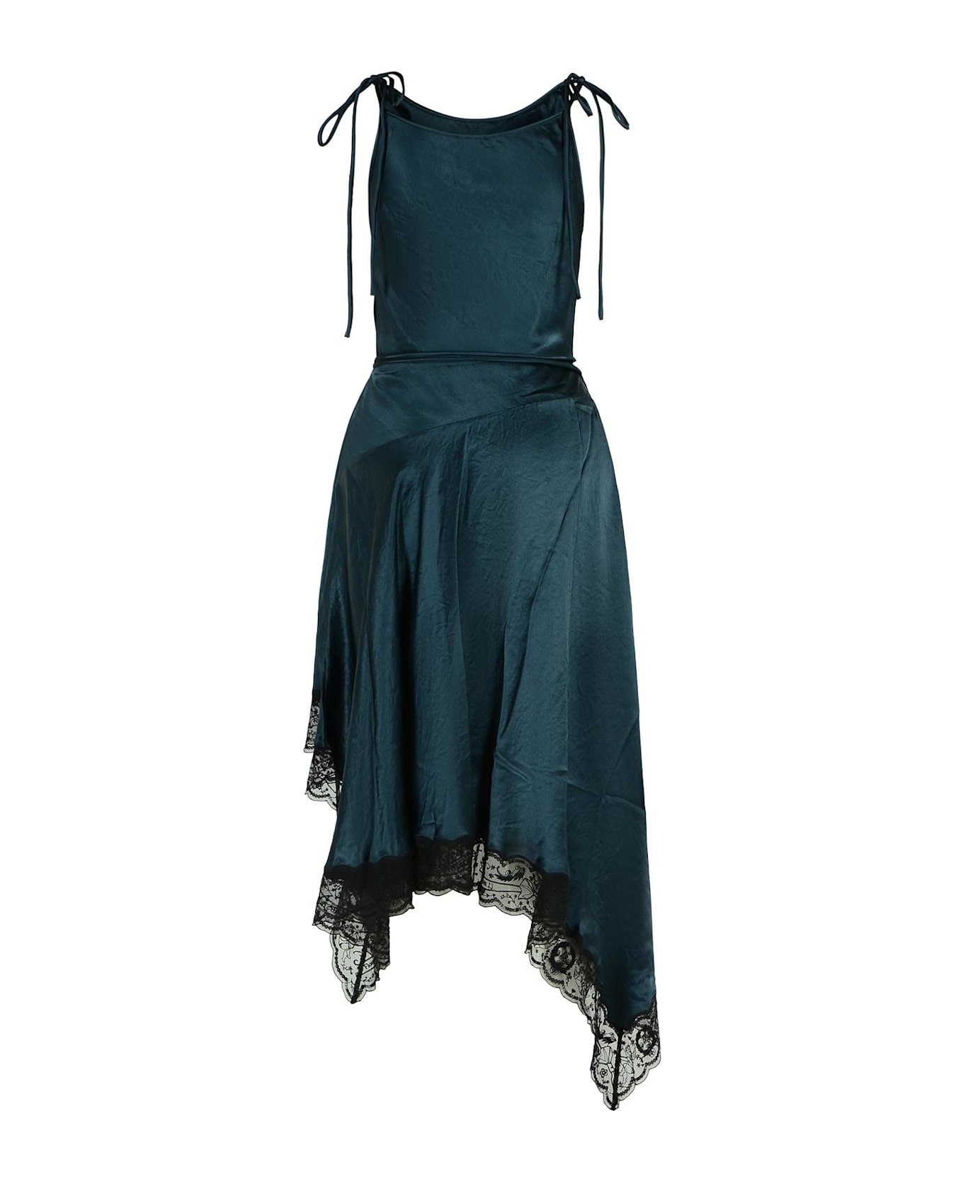 Petrol Blue Acetate Dress - 3