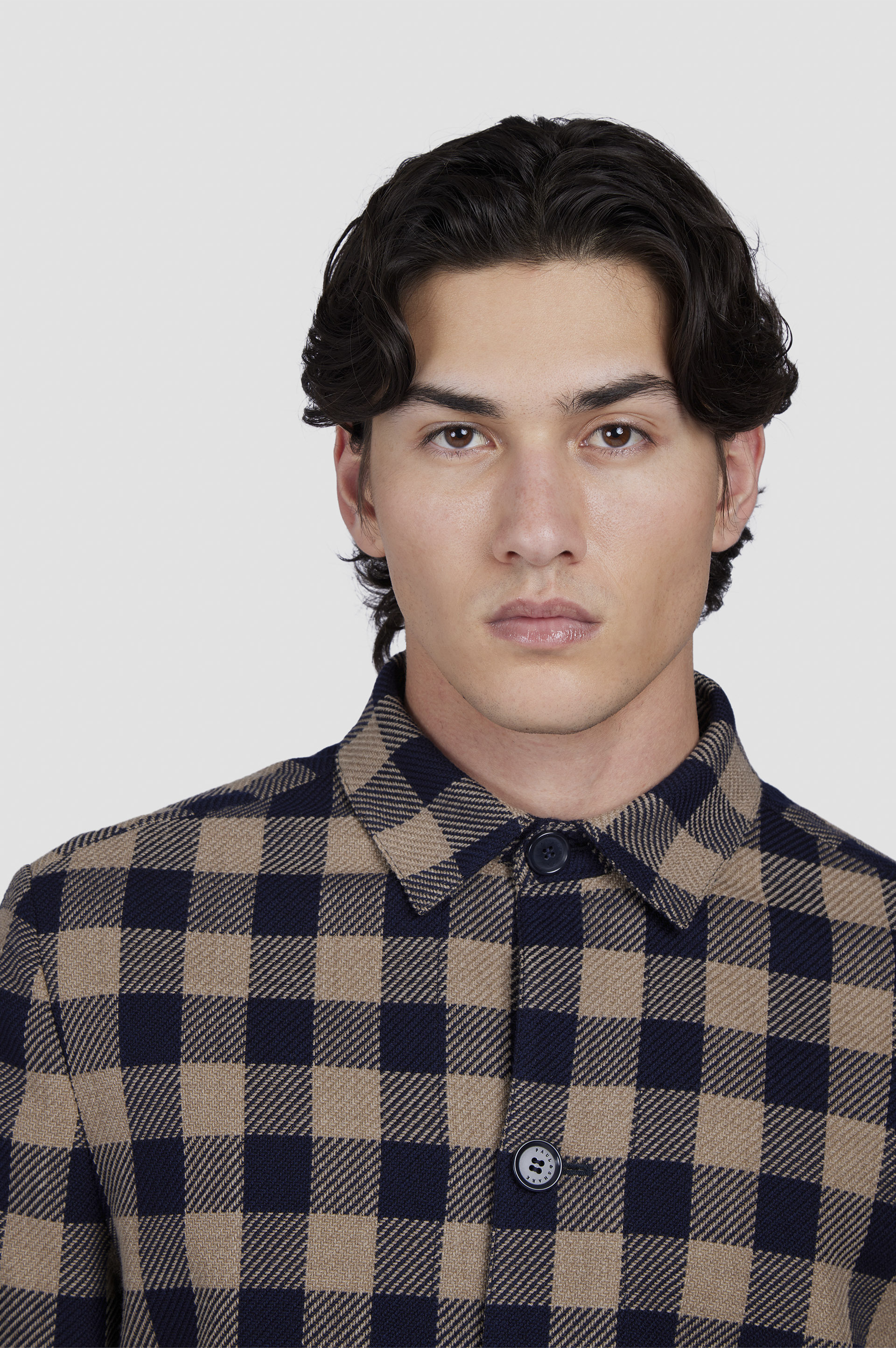 WOOL BLOUSON WITH CHECK PATTERN - 4