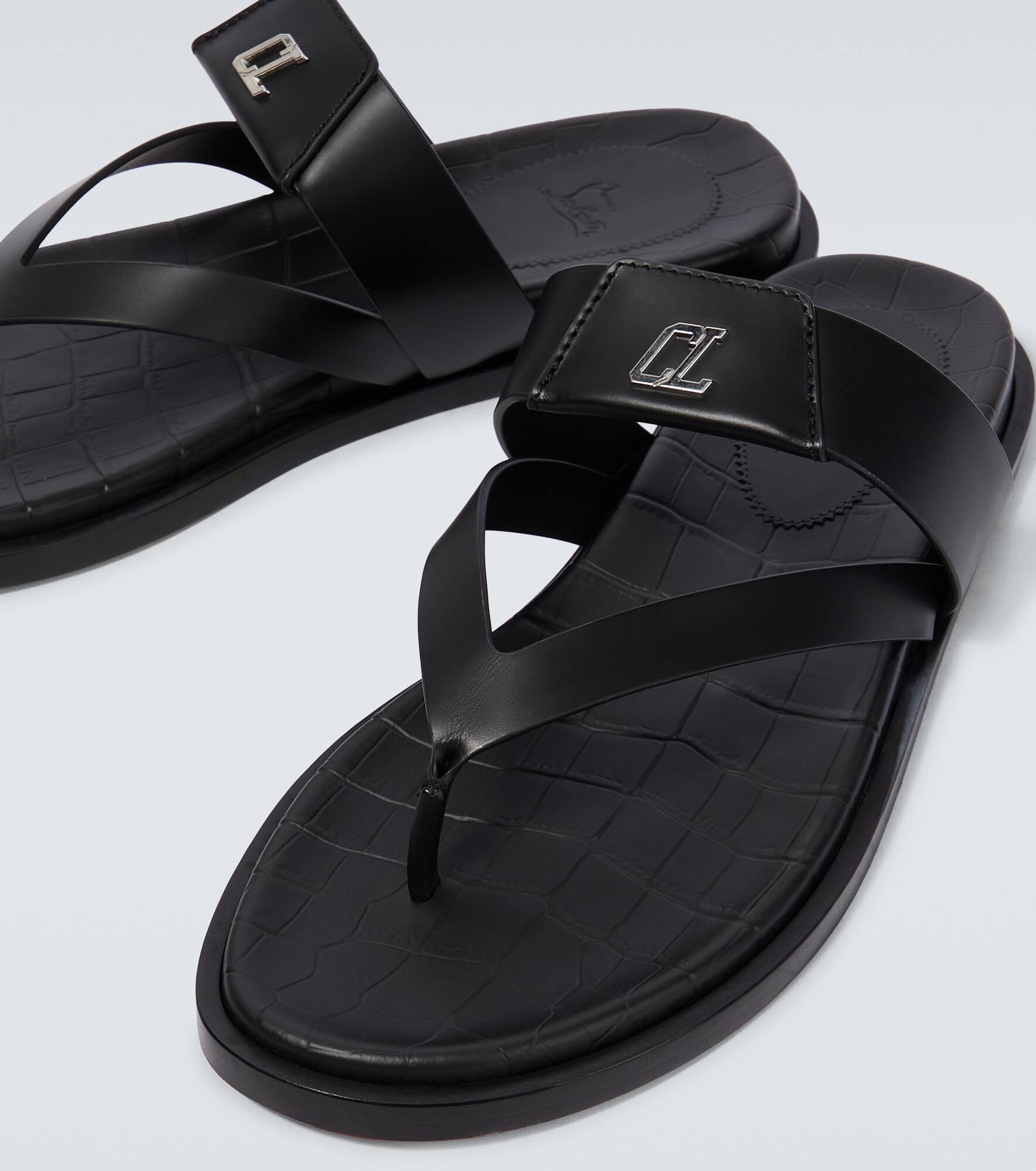 Leather logo sandals - 3