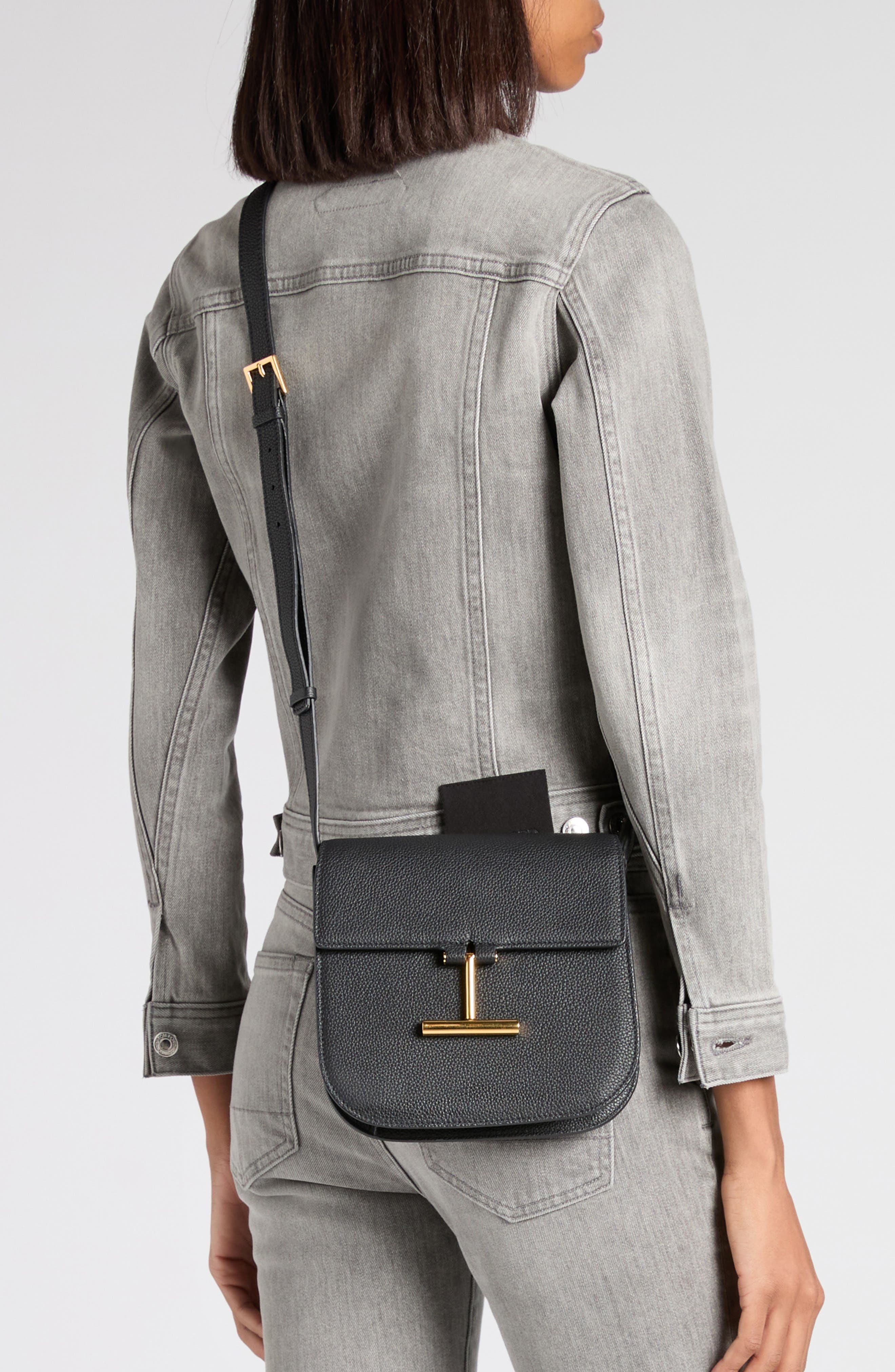 TOM FORD Mini Tara Grained Leather Crossbody Bag in Black at Nordstrom - 7