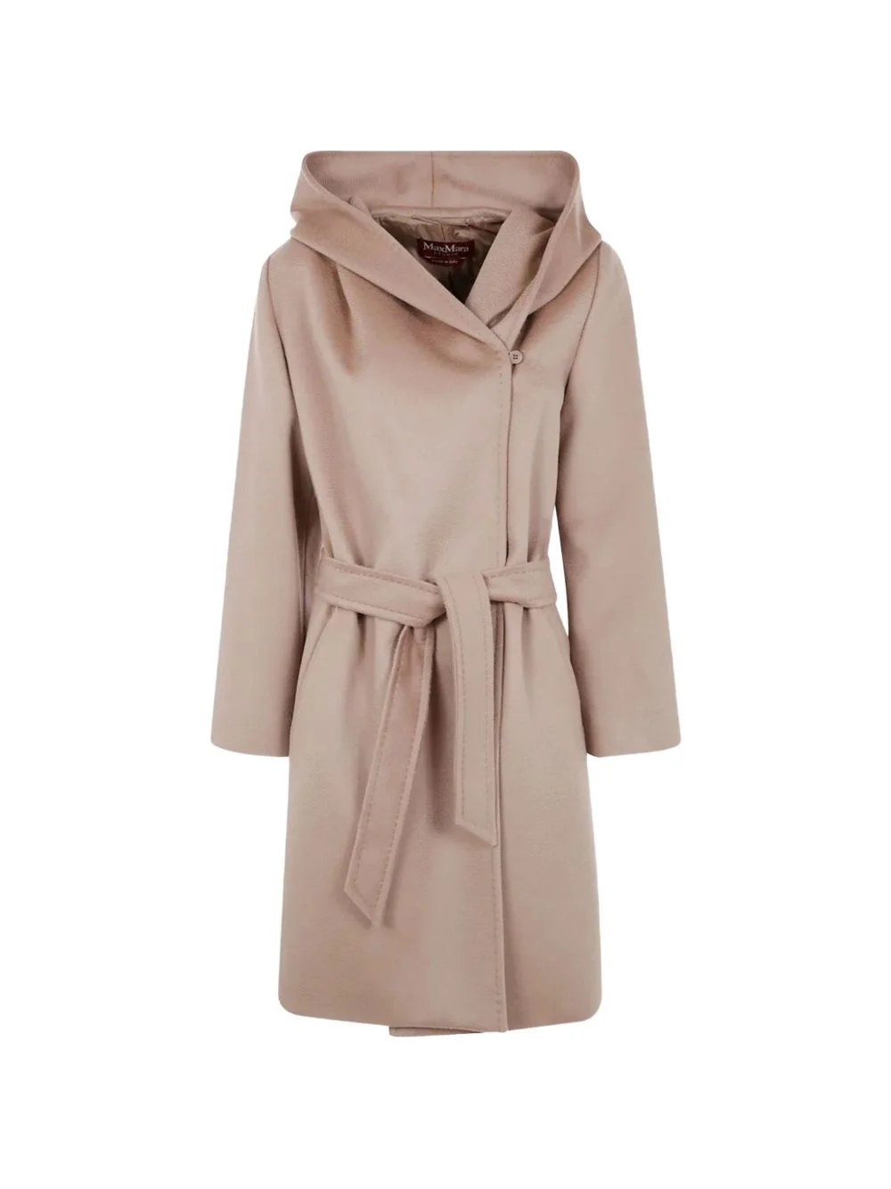 belted-waist hooded coat - 1