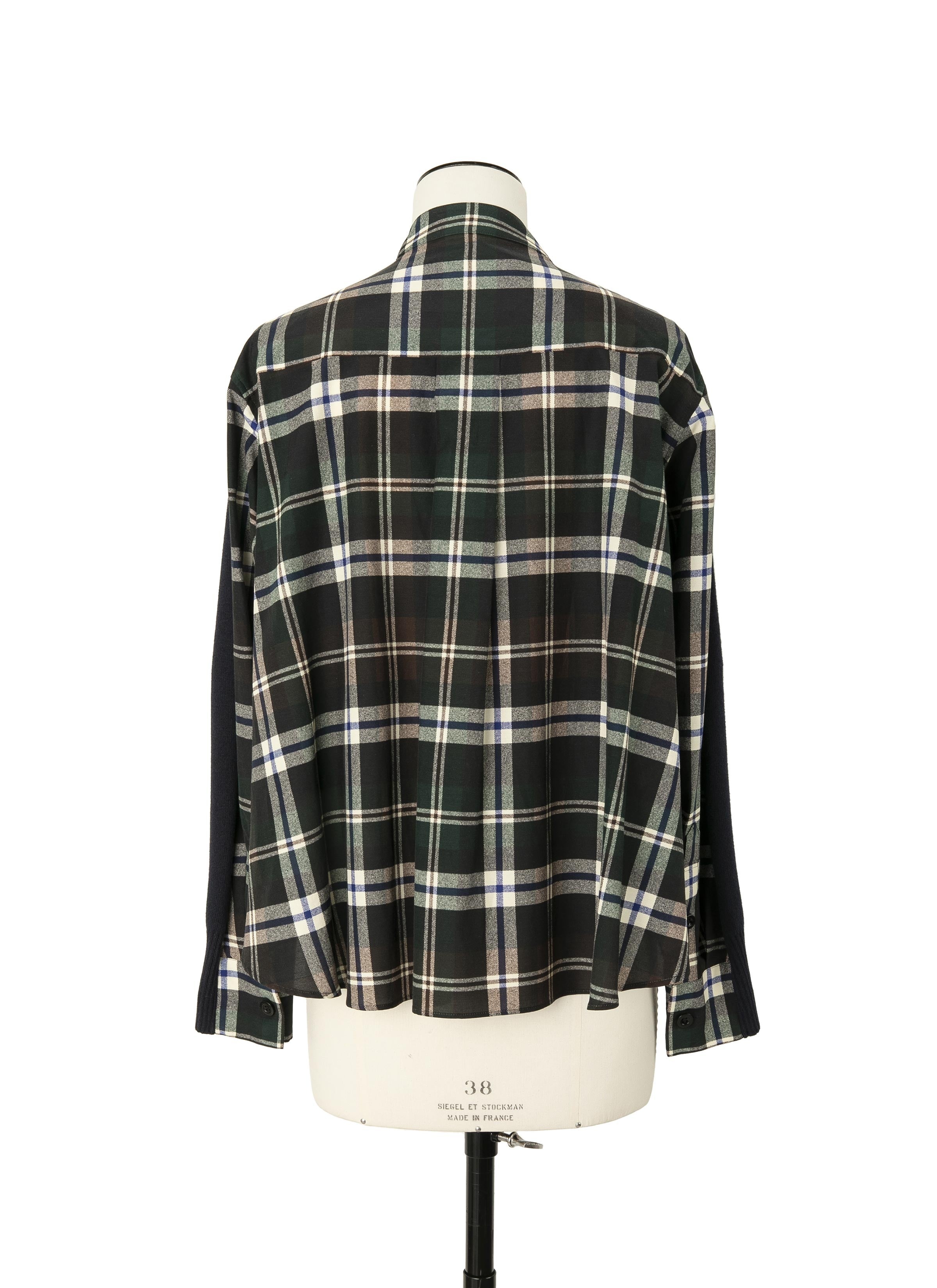 Plaid Print x Knit Cardigan - 4