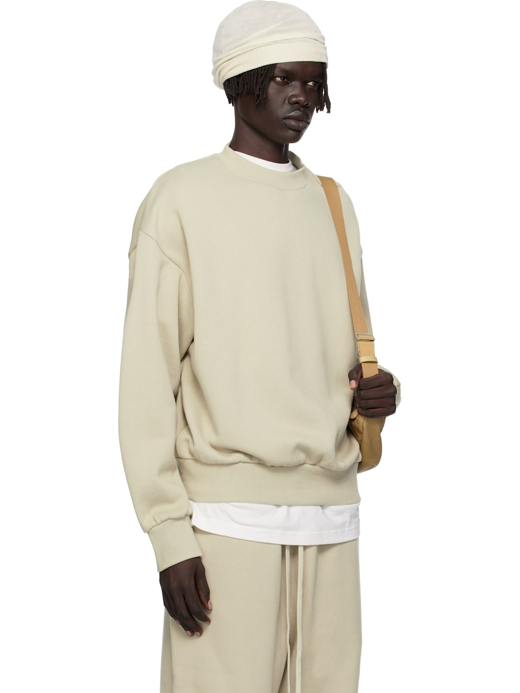 Taupe Classic Fit Fleece Crewneck Sweatshirt - 2