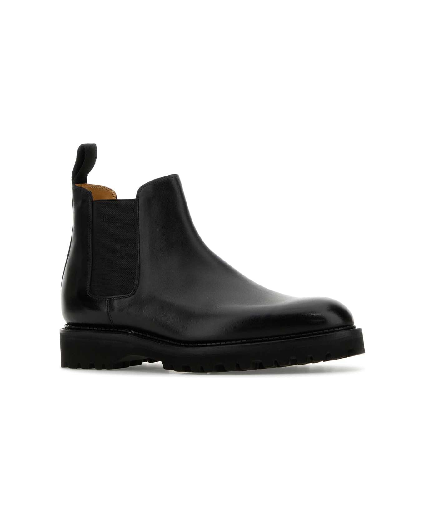 Black Leather Lawry Ankle Boots - 2