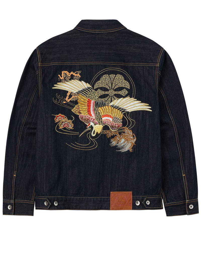 EVISU Grateful Crane Embroidery Relax Fit Denim Jacket outlook