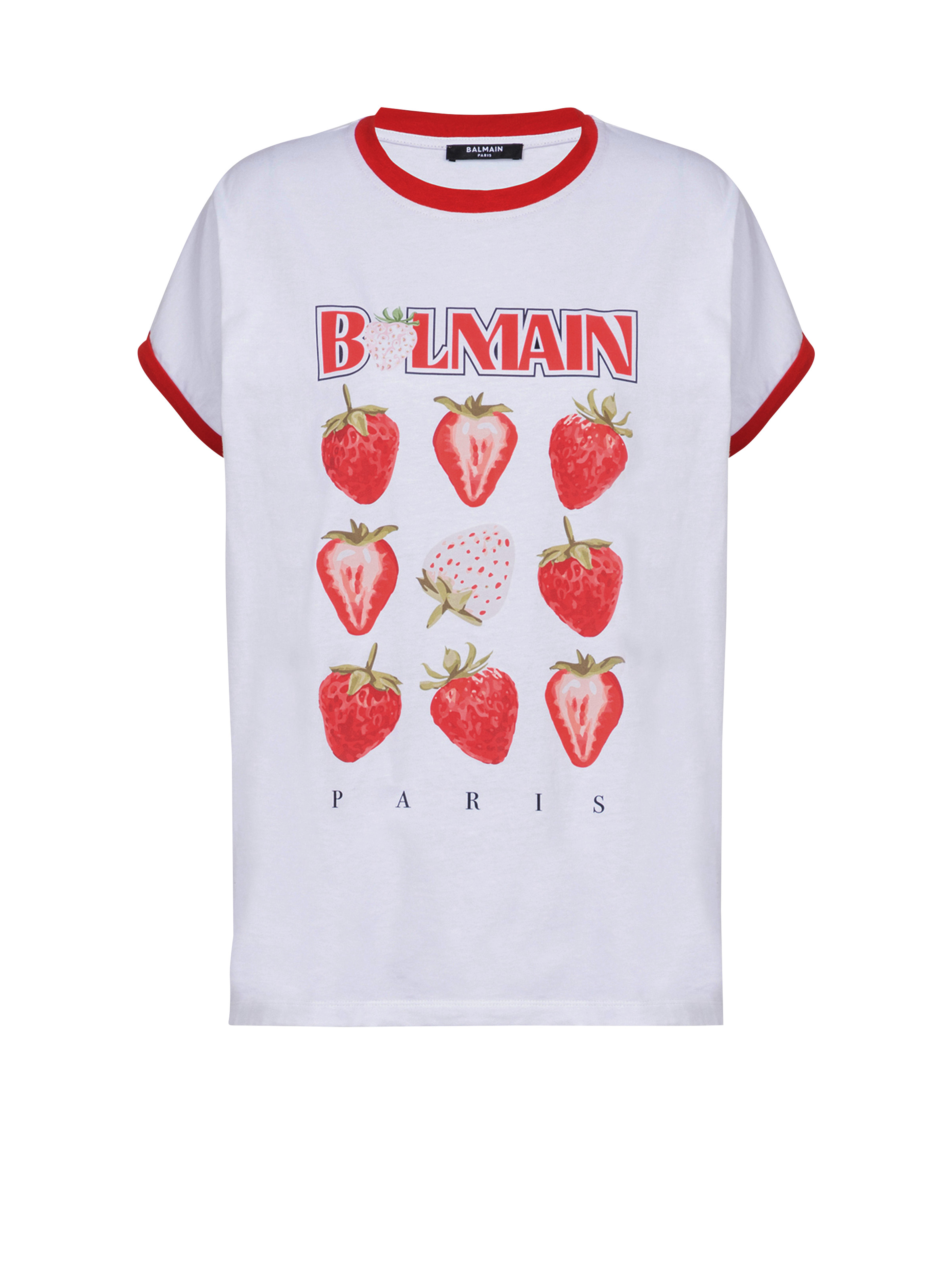 Two-tone T-shirt with Balmain Strawberry print - 1