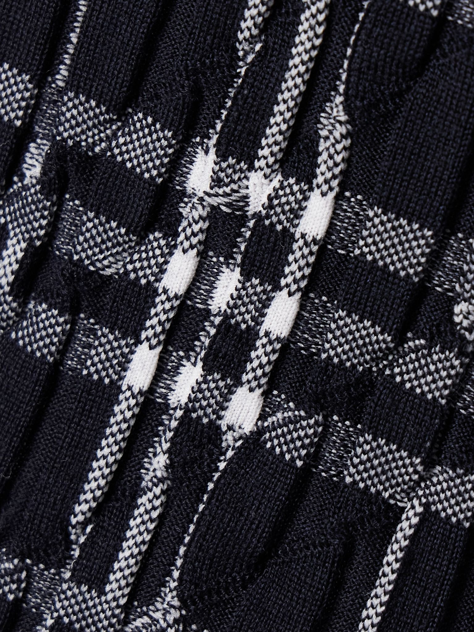 Ribbed checked wool-blend T-shirt Navy - 5