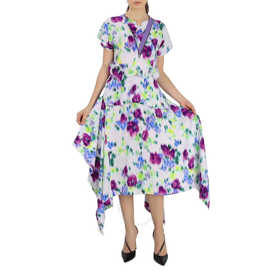 Kenzo Ladies Wisteria Asymmetric Dress With Blurred Floral Print - 4