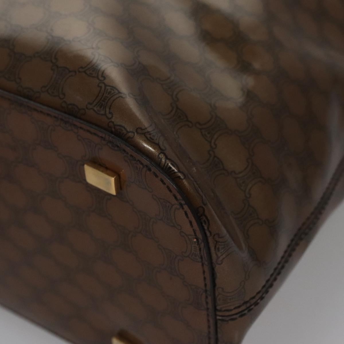 CELINE Macadam Canvas Hand Bag Pvc Brown Black Gold - 15