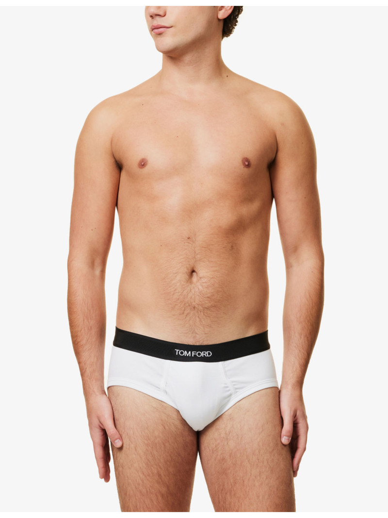 TOM FORD Logo-print slim-fit stretch-cotton briefs outlook
