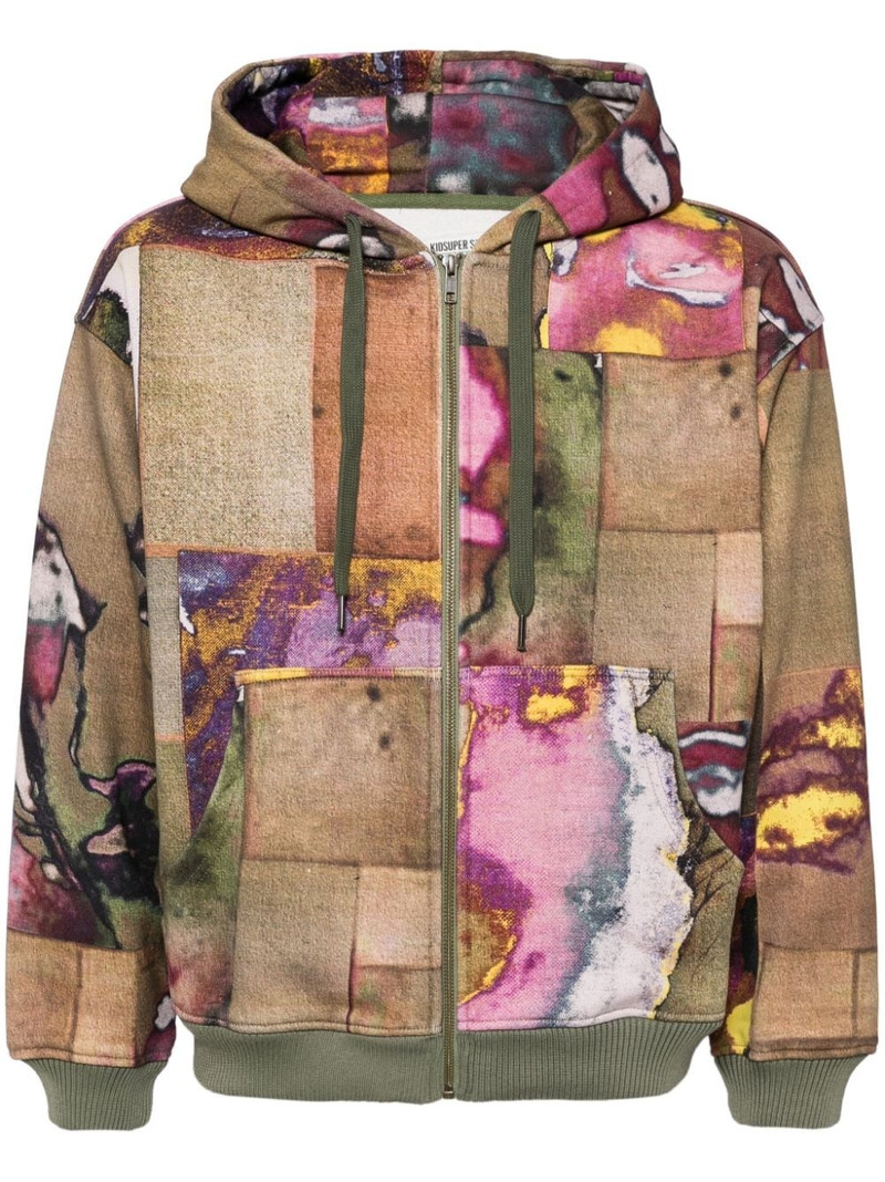Faces Collage hooded jacket 1
