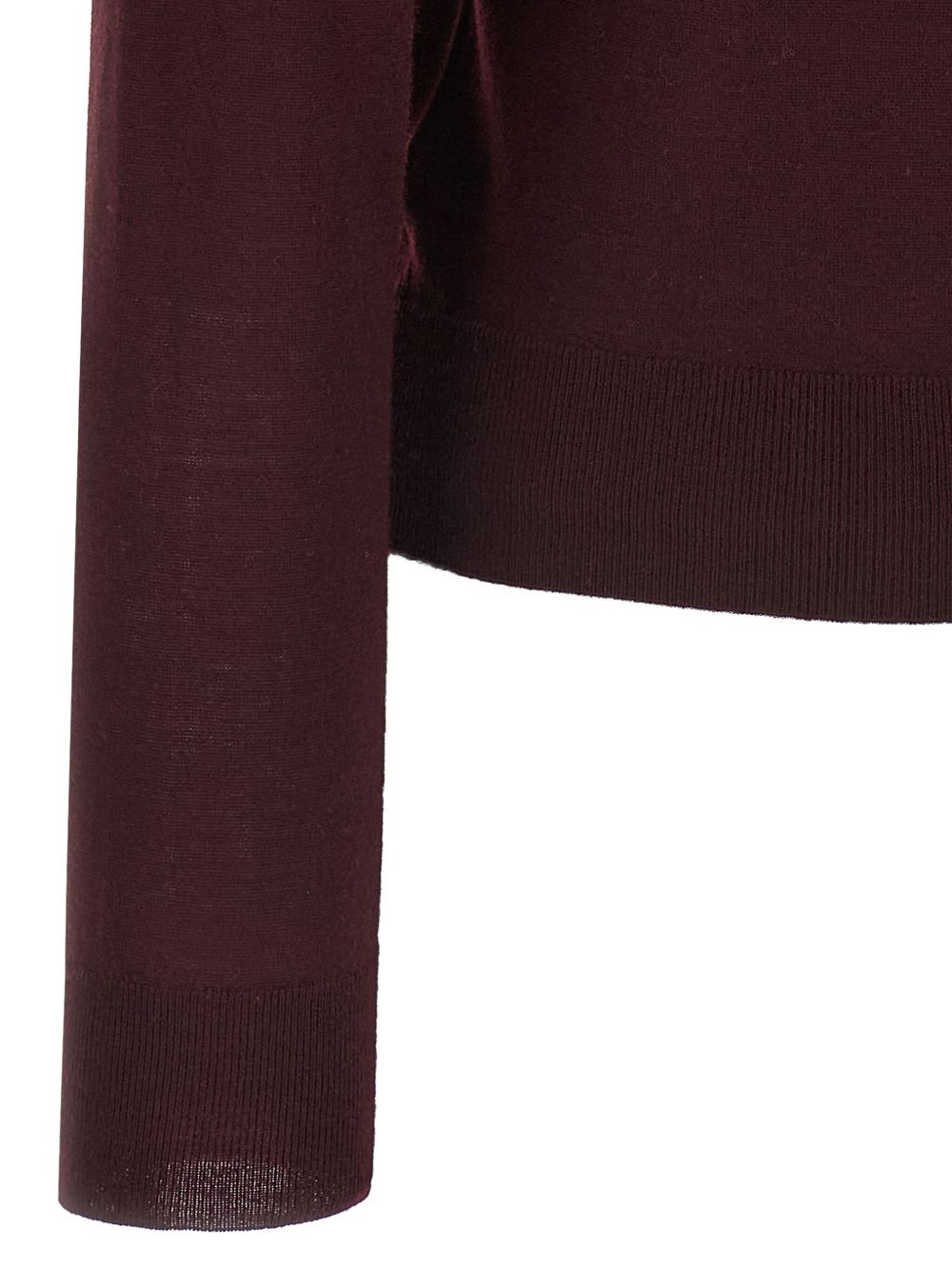 plunge-neck cuffed-sleeve sweater - 4