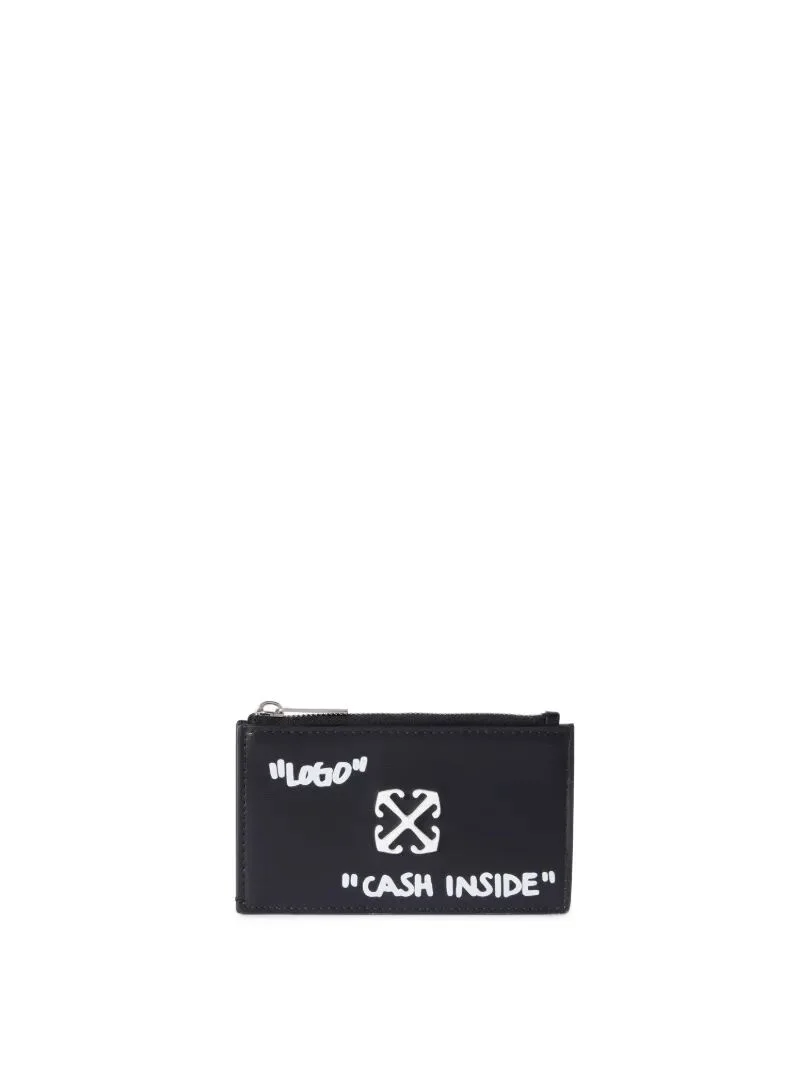 Black Jitney Quote Zipped Card Case - 1
