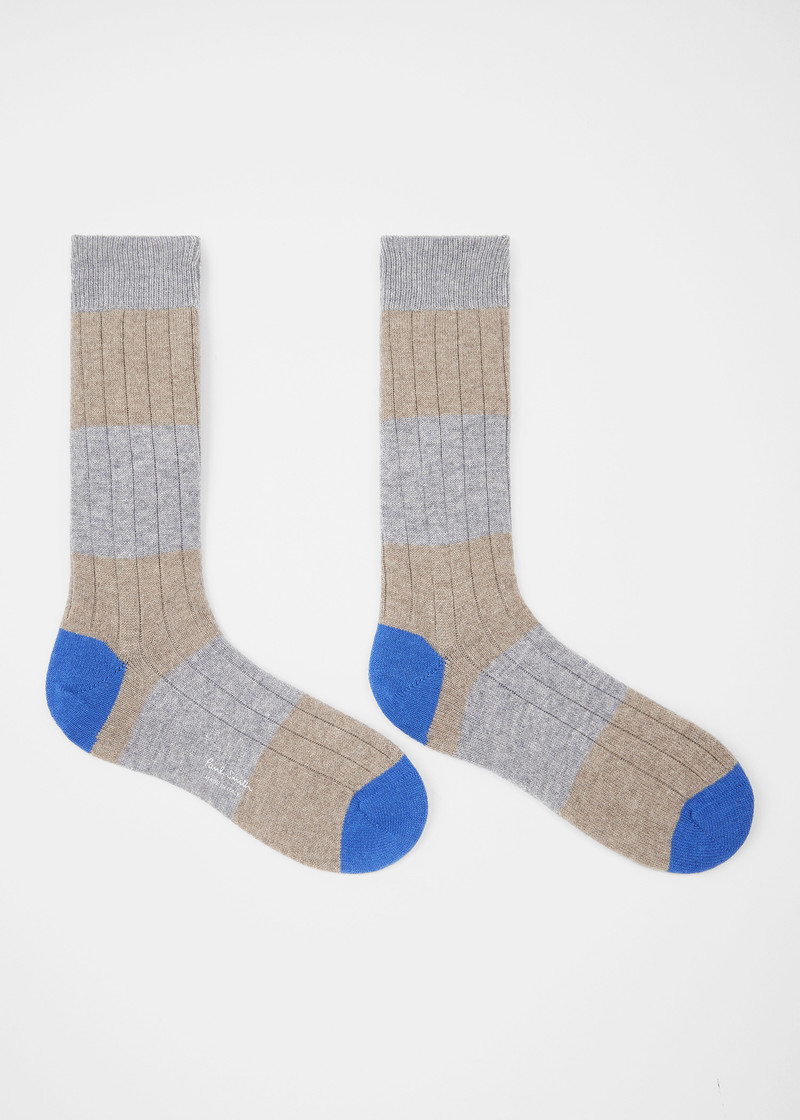 Paul Smith Grey Cashmere Stripe Socks outlook