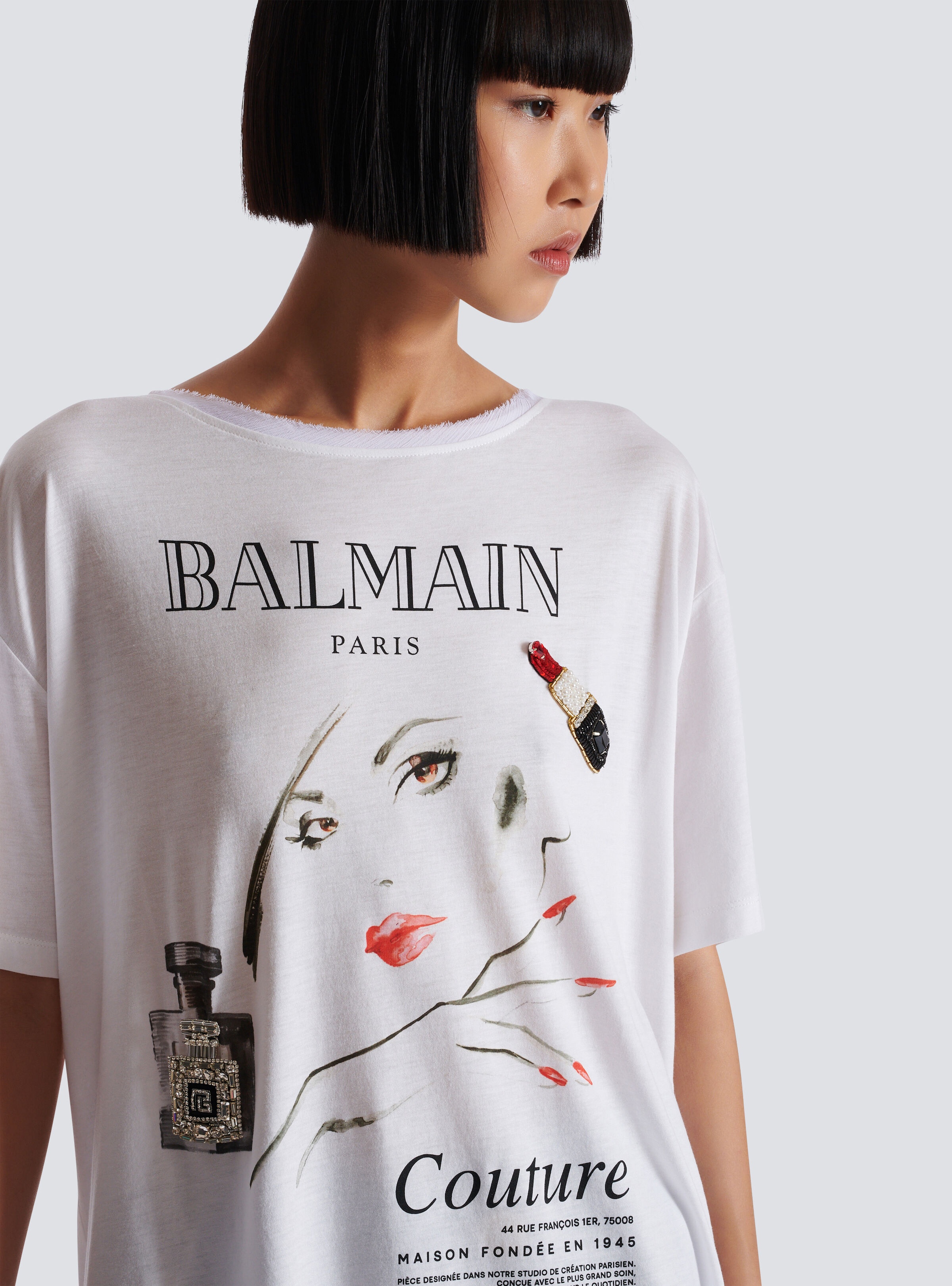Printed Balmain Beauty T-shirt with patches - 7