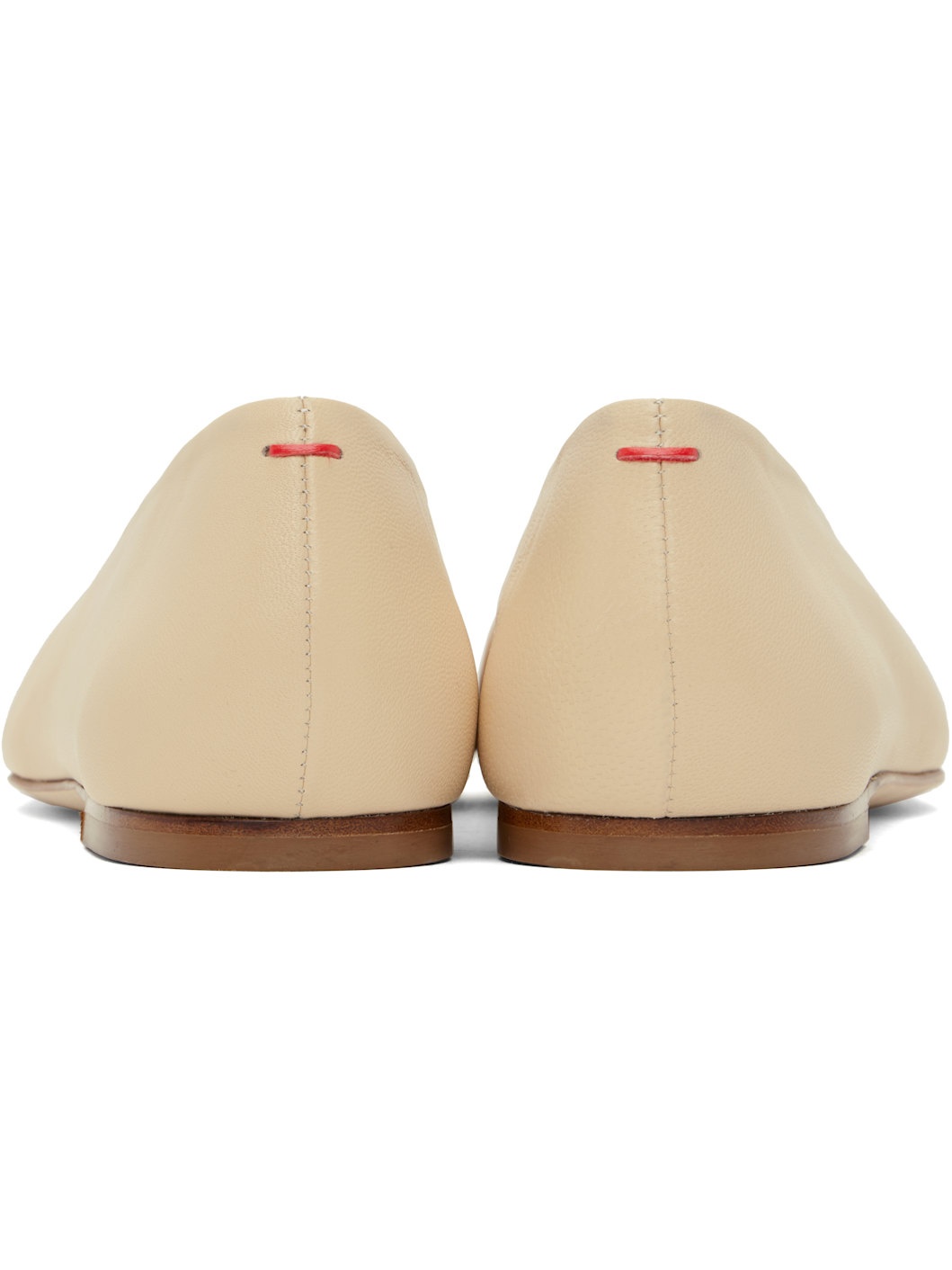 Beige Kirsten Leather Ballerina Flats - 2