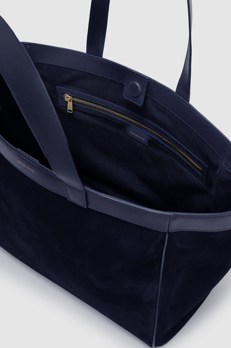 Medium Rio Tote - Navy Suede 5
