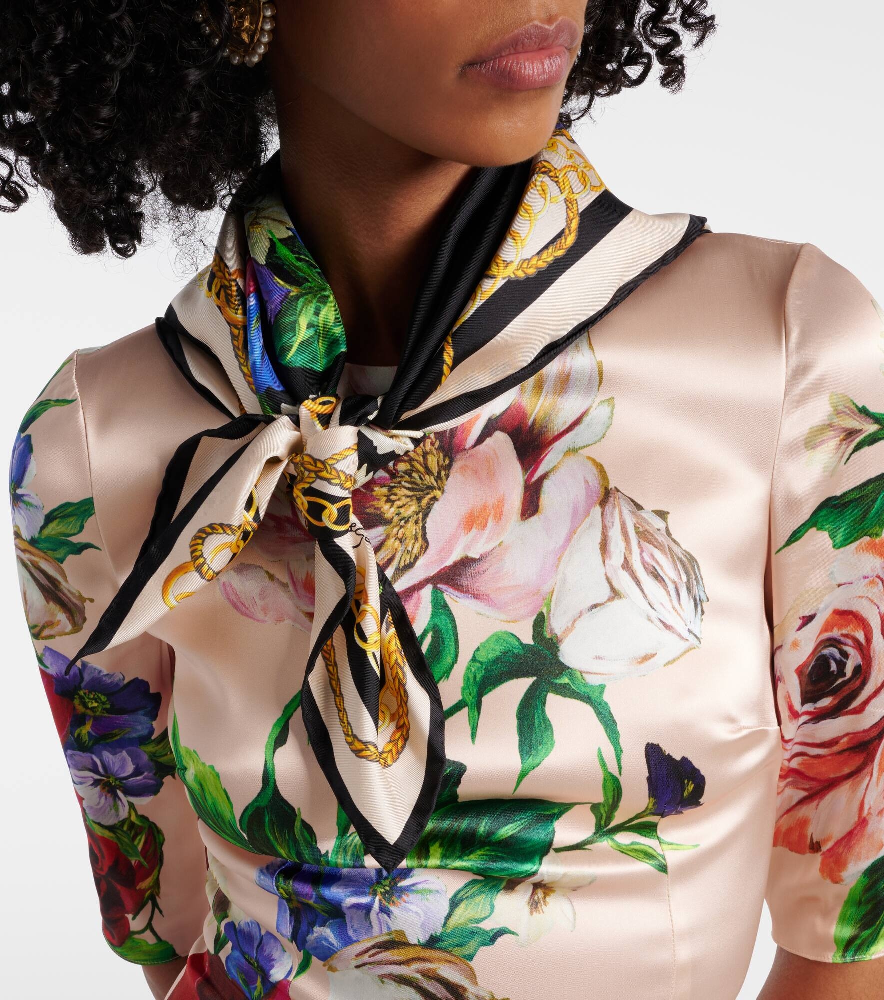 Floral silk twill scarf - 3