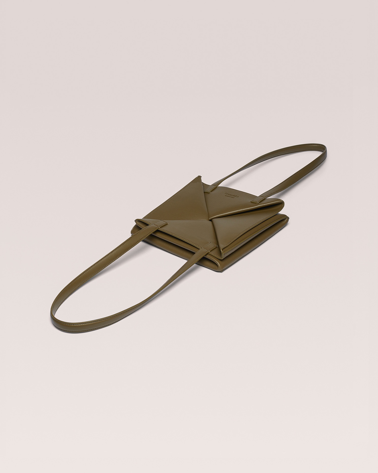 THE ORIGAMI TOTE - Vegan nappa leather midi tote - Khaki - 2