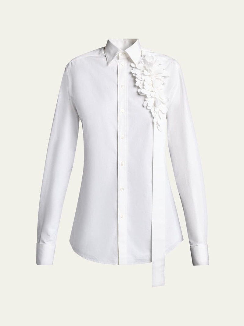 Garden Flower Cotton Poplin Button-Down Shirt 1