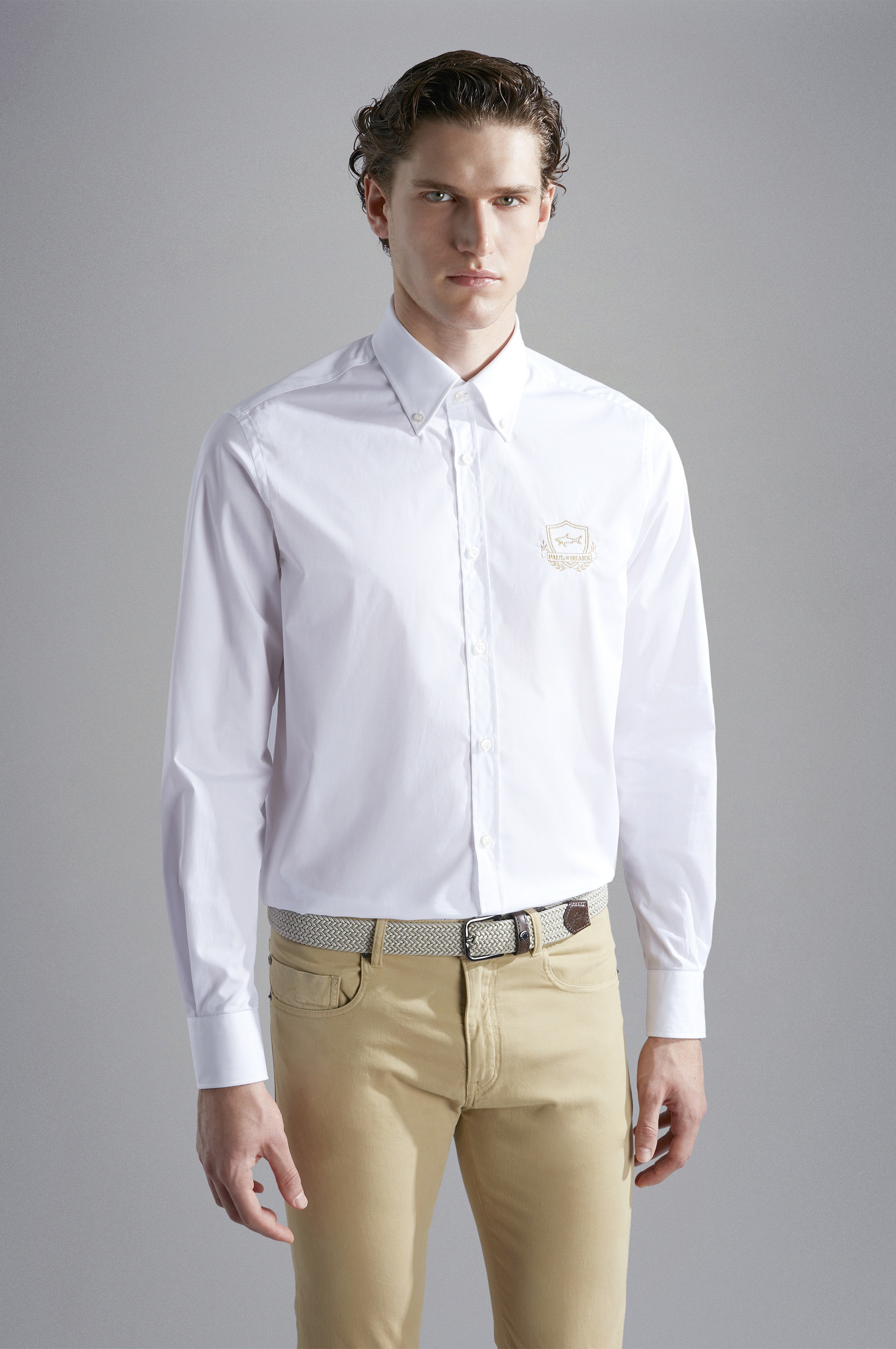 COTTON POPLIN SHIRT WITH HERALDIC EMBROIDERY - 6