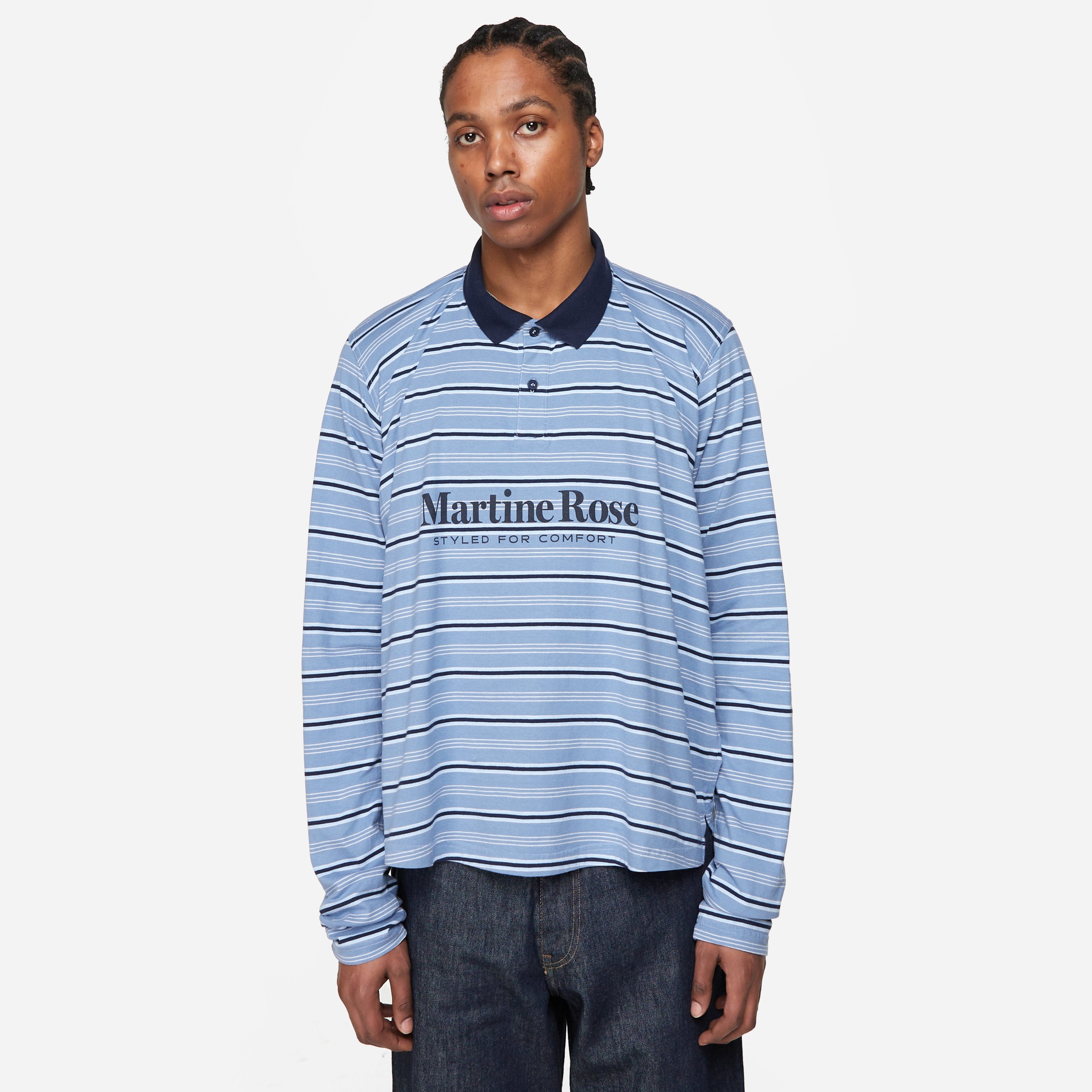 Martine Rose Martine Rose STRETCH POLO BLUE | thehipstore
