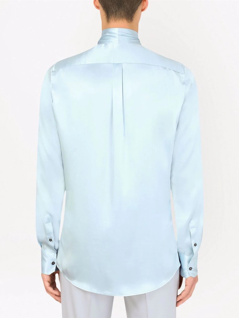 pussybow-collar silk blouse - 4