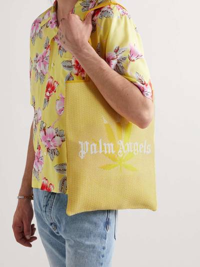 Palm Angels Logo-Print Raffia Tote Bag outlook