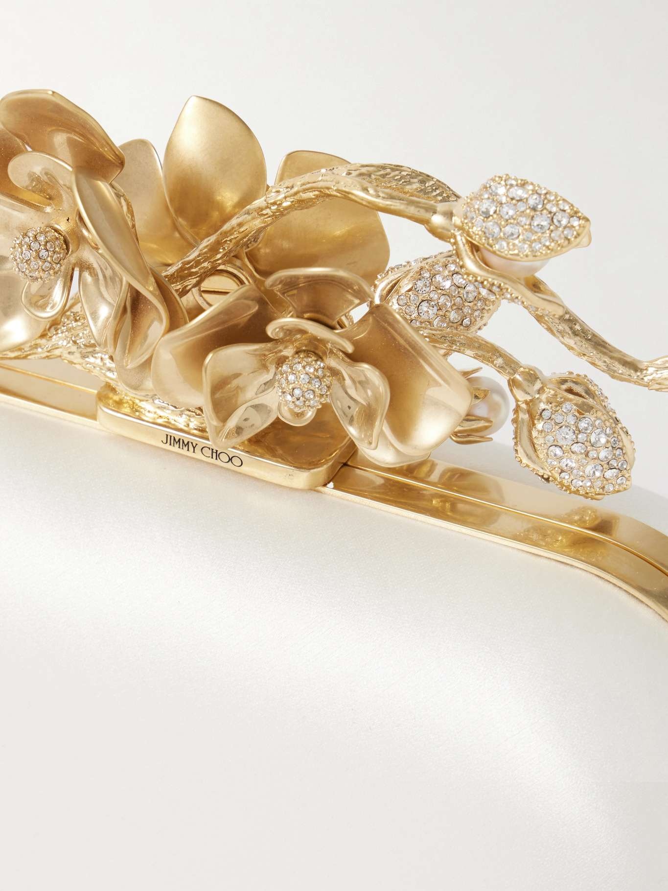Cloud satin and embellished gold-tone clutch Ivory - 4
