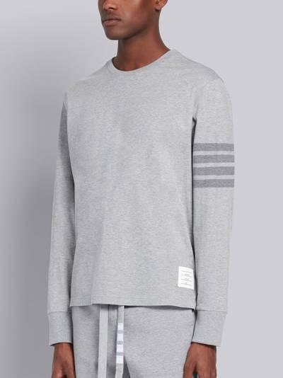 Thom Browne Light Grey Cotton Jersey Long Sleeve Tonal 4-Bar Rugby T-shirt outlook