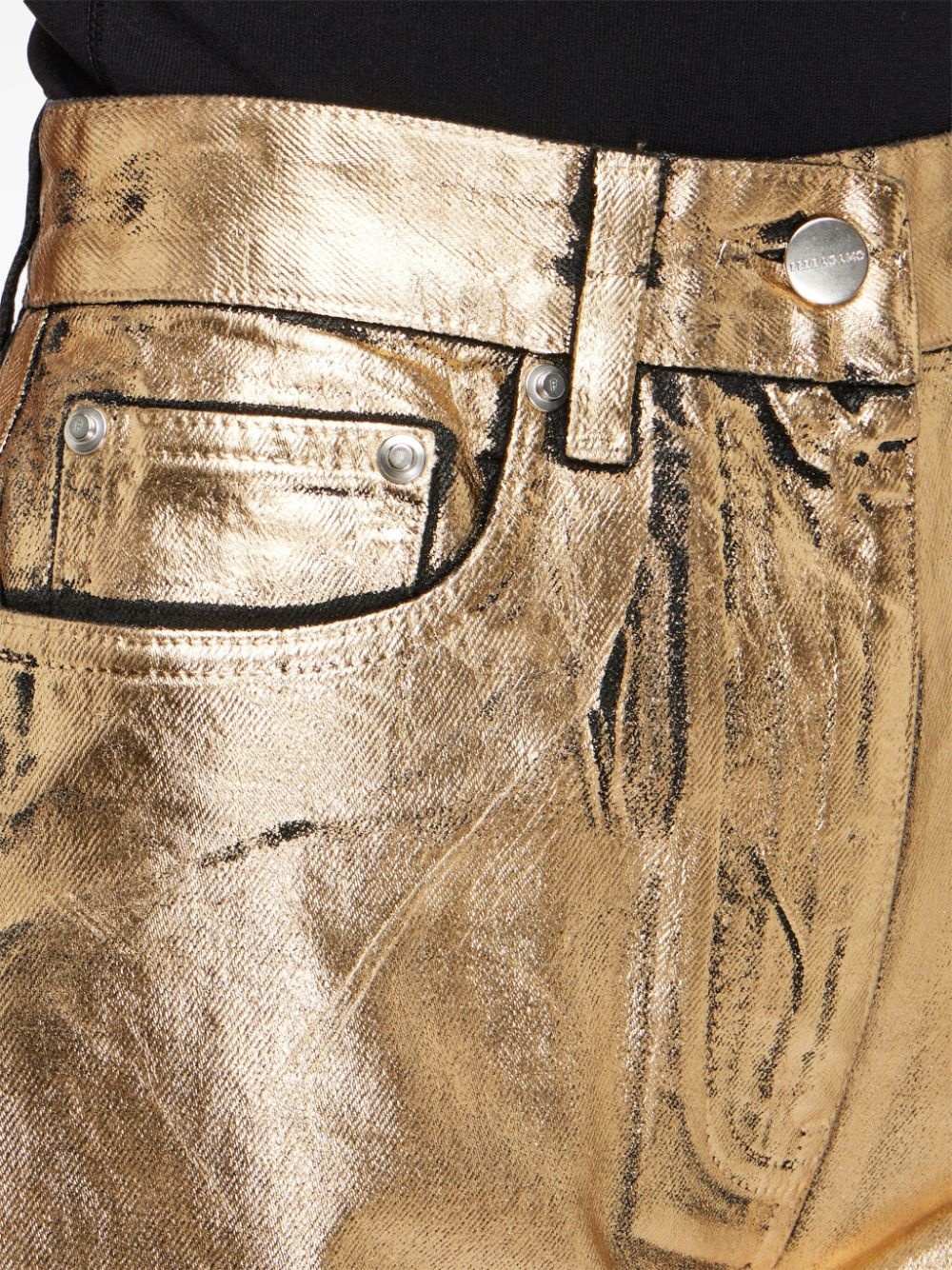 logo-patch metallic-finish high-waist trousers - 6