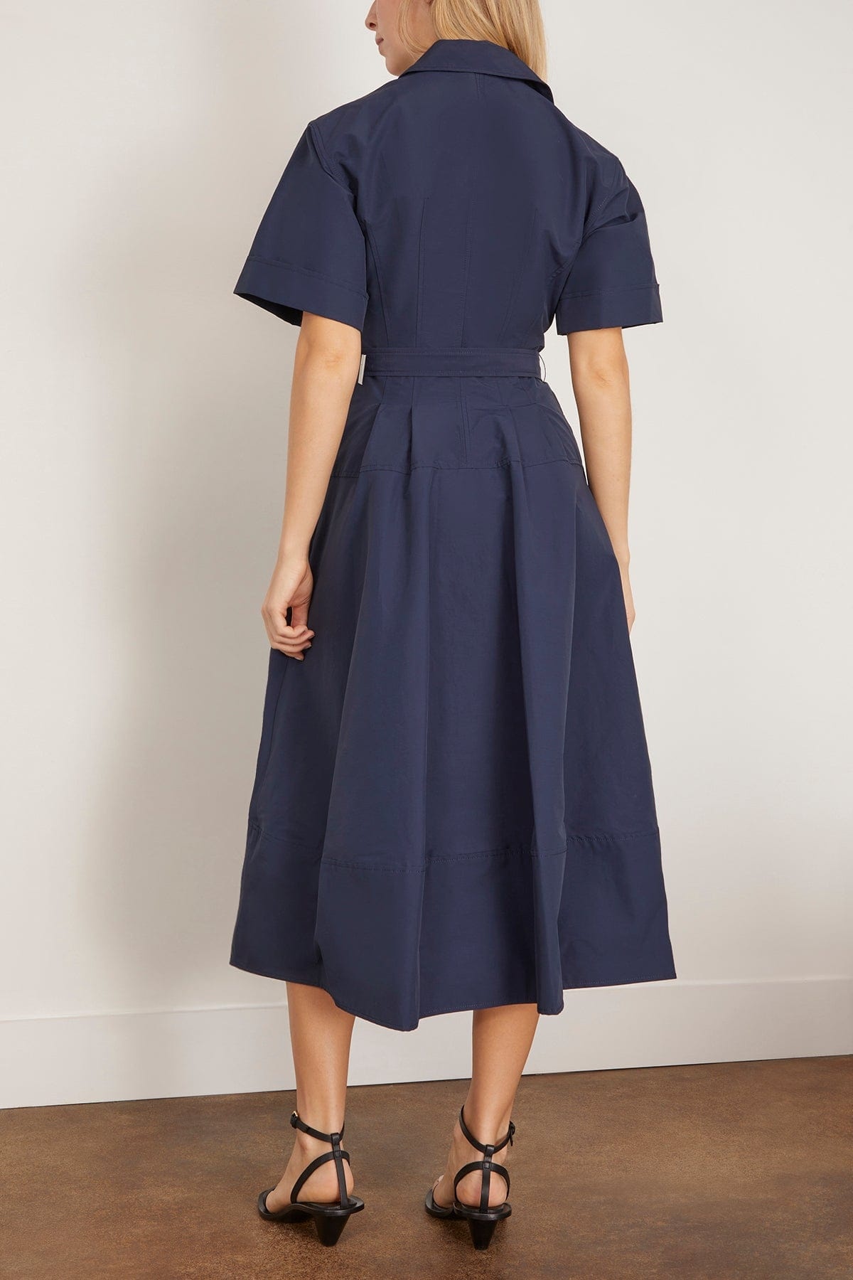 Deanna Short Sleeve Belted Midi Dress in Midnight - 4