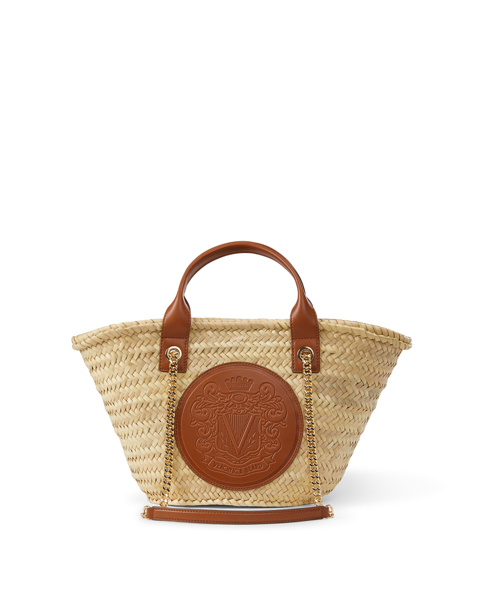 SMALL RAFFIA CREST MARKET TOTE - 8