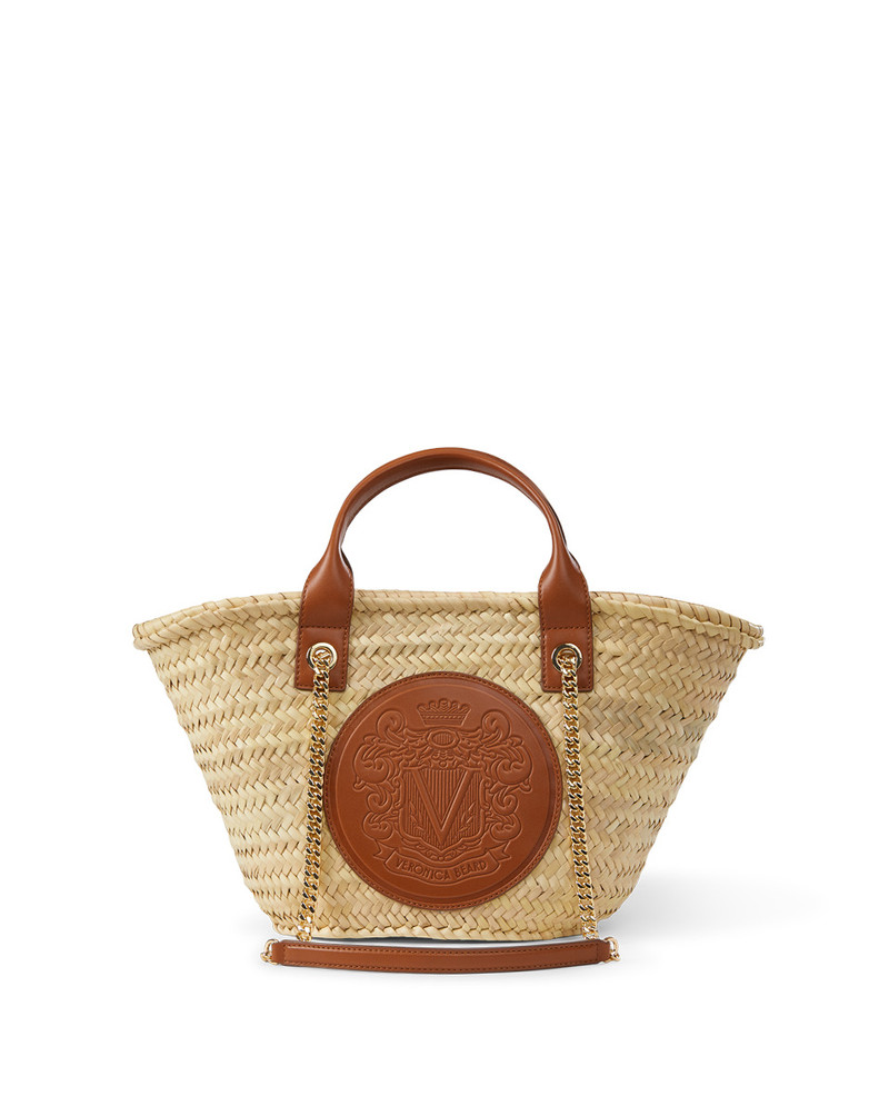 SMALL RAFFIA CREST MARKET TOTE 8