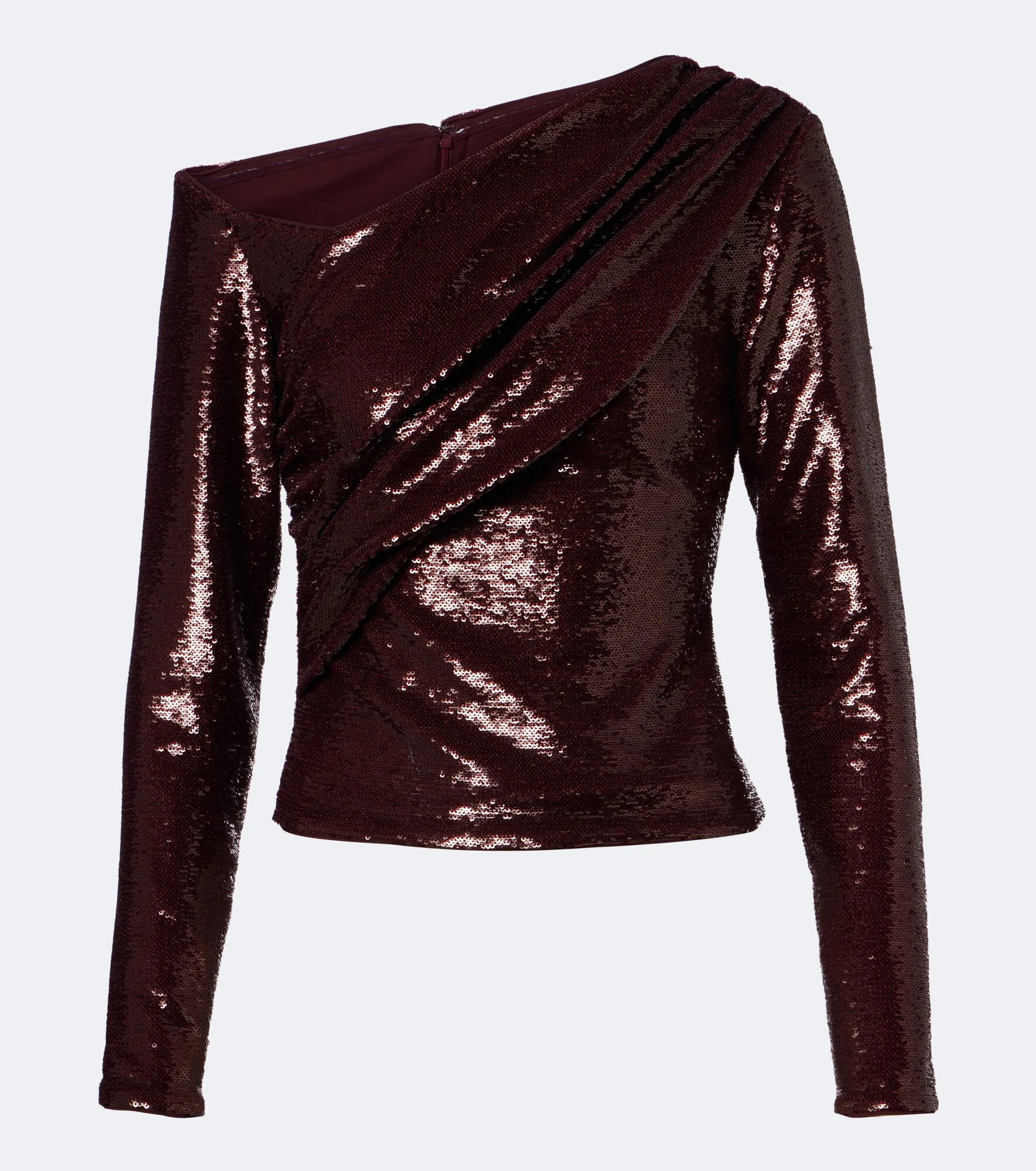 Draped sequined asymmetric top - 1