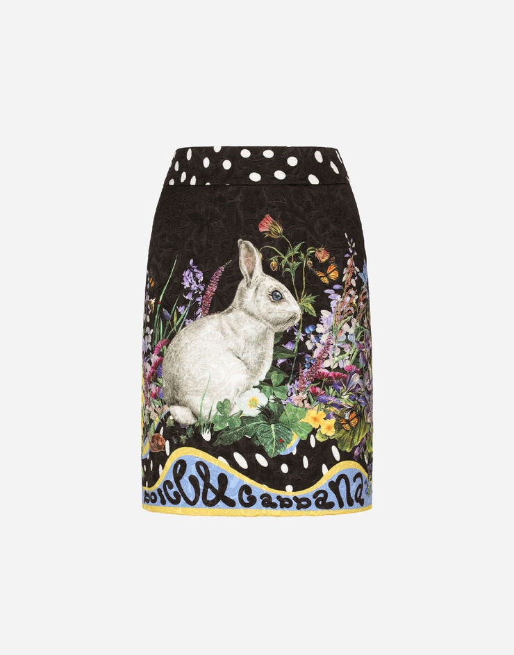 Rabbit-print brocade miniskirt - 1