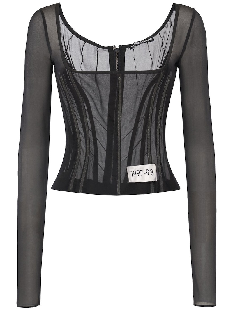 Sheer silk tulle corset top - 1