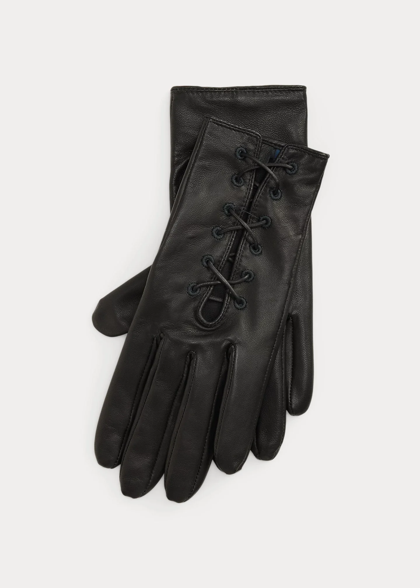 Lace-Up Sheepskin Gloves - 1