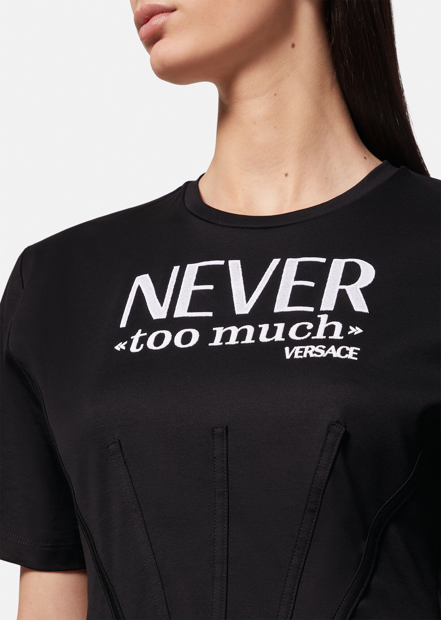 Tシャツ・カットソー VERSACE \"NEVER TOO MUCH\" COTTON JERSEY CORSET T-SHIRT VERSACE 