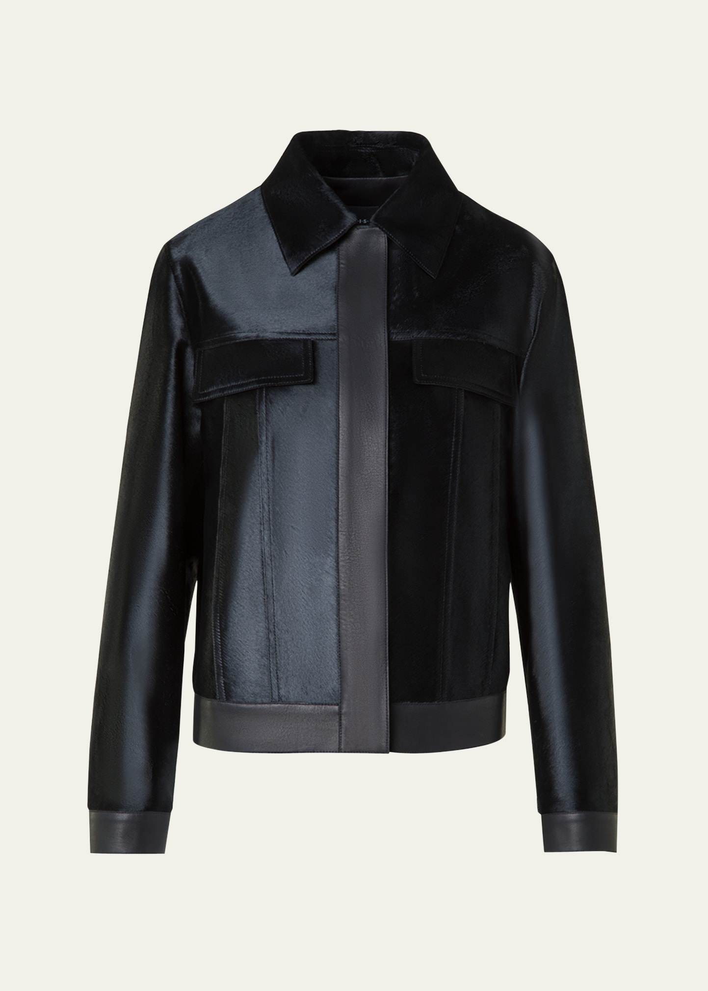 Gemini Calf Shearling and Leather Trucker Jacket - 1