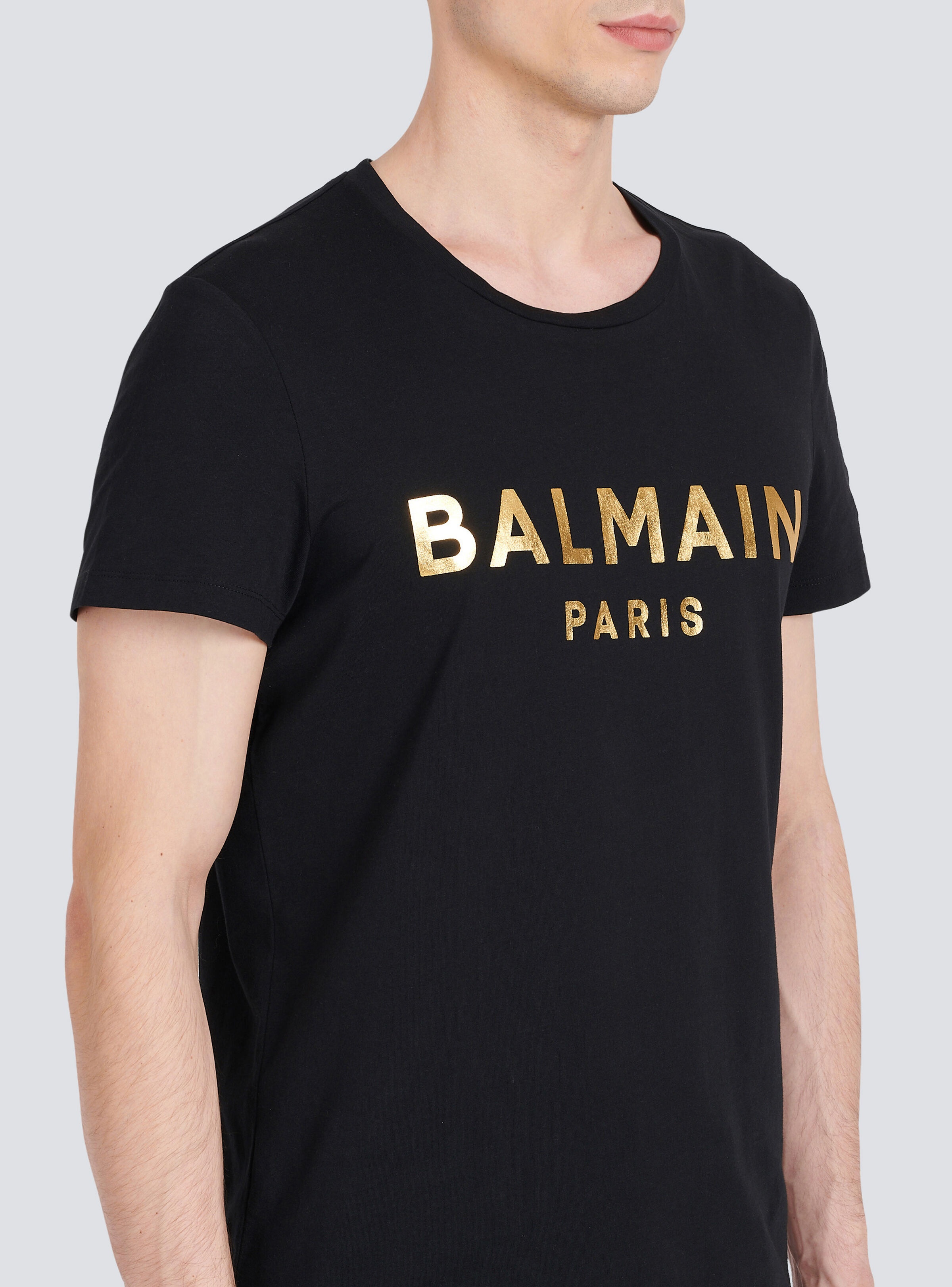 Eco-designed cotton T-shirt with Balmain Paris logo print - 7