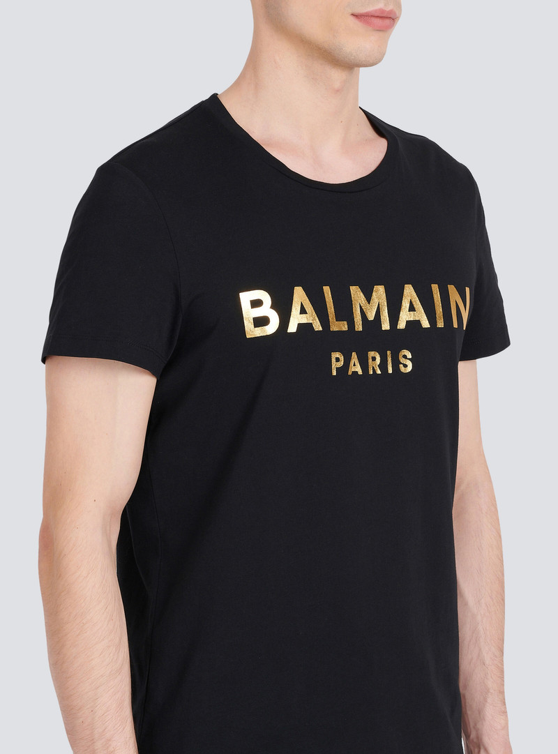 Eco-designed 코튼 Balmain Paris 로고 인쇄가있는 T 셔츠 7