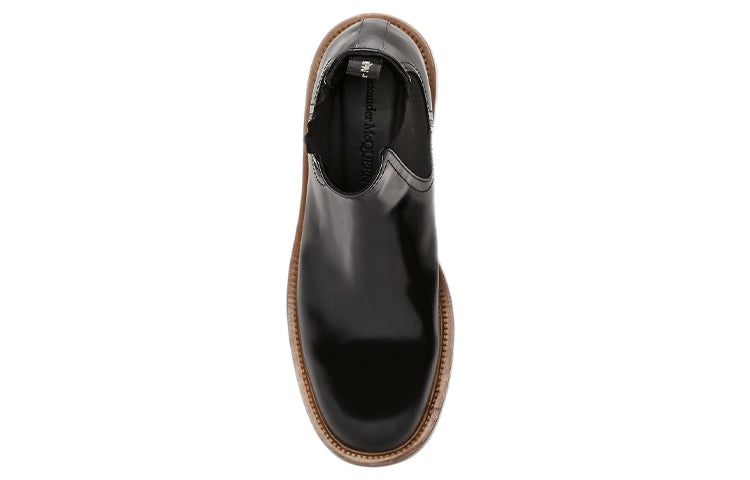 Alexander McQueen Shiny Leather Chelsea Boots 'Black Brown' 683568WHZ8C1452 - 5