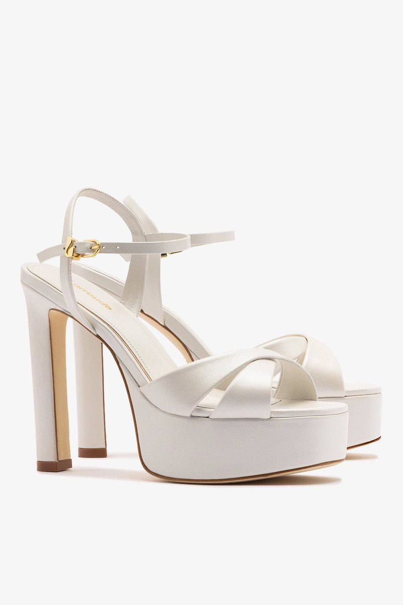 Bianca High Platform Sandal In Pearl Leather 3