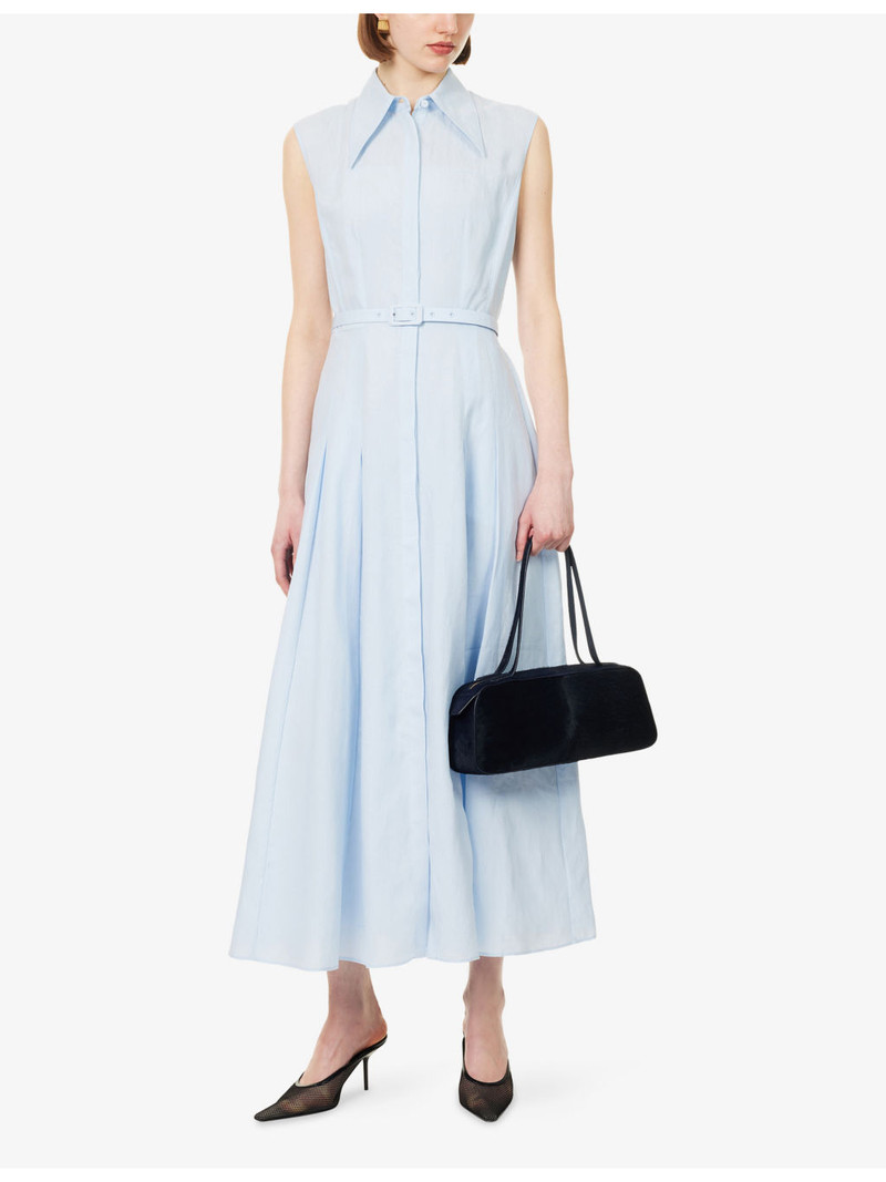 GABRIELA HEARST Durand Sleeveless Belted Linen Shirt Dress outlook
