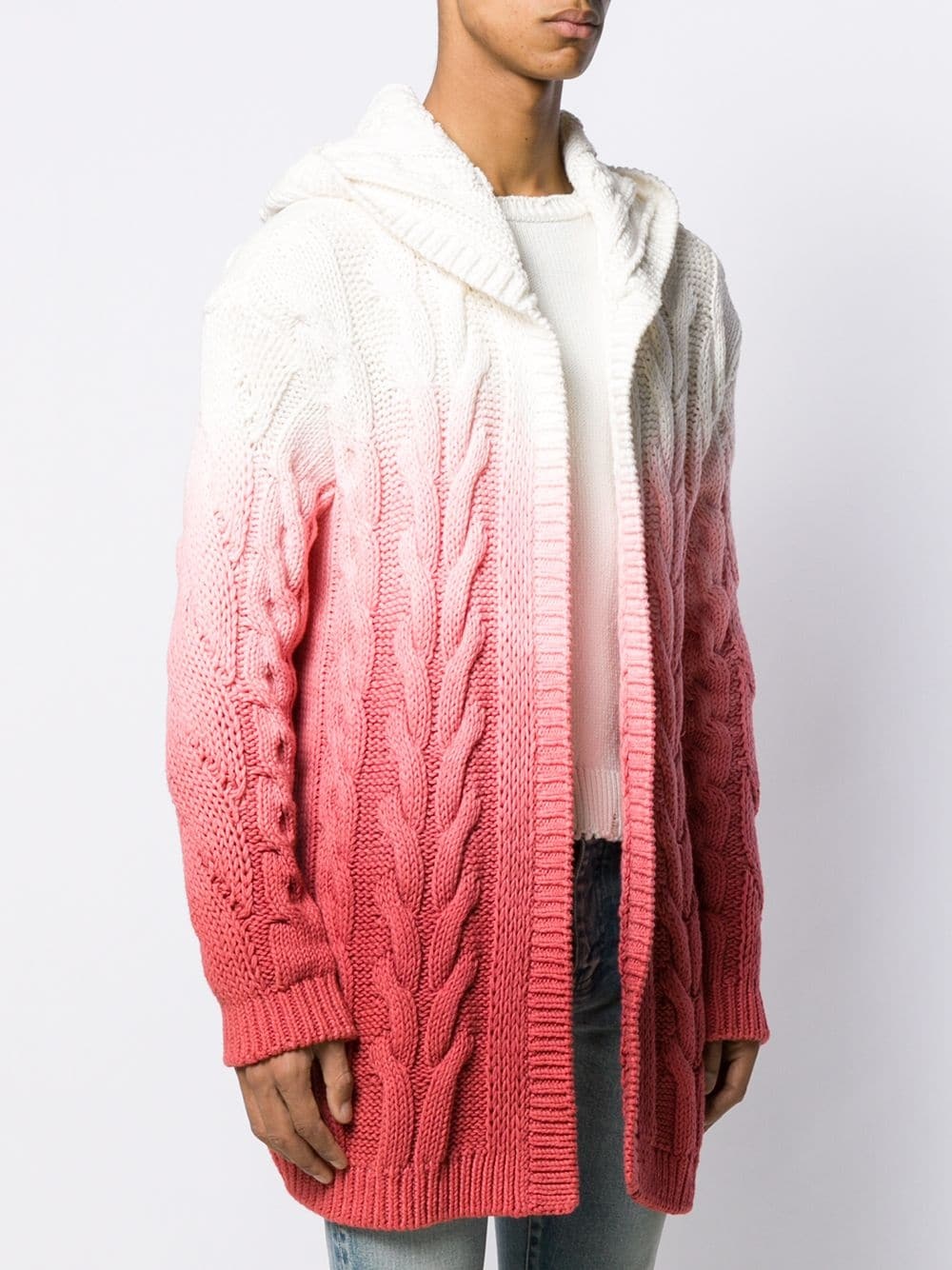 ombré-effect cable knit cardigan - 3