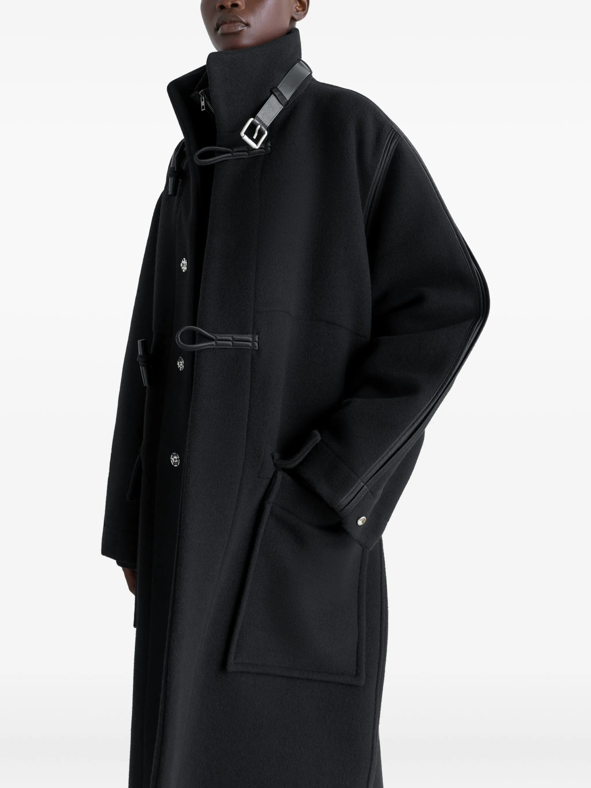 belted toggle-fastening coat - 4