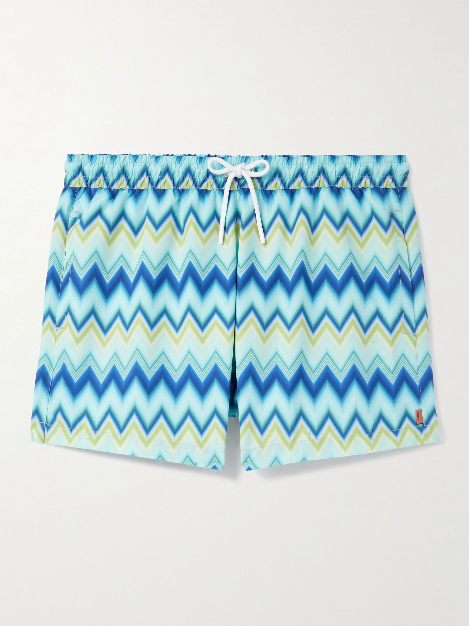Straight-Leg Mid-Length Striped Swim Shorts Blue - 1