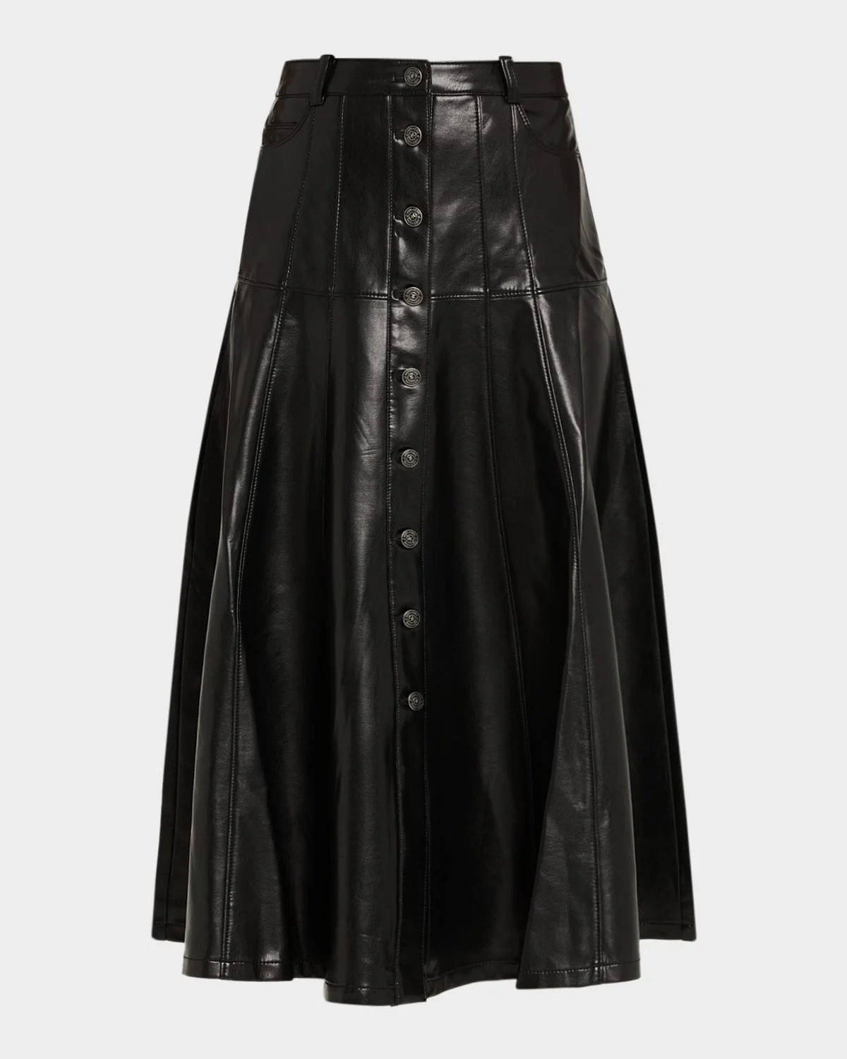 Veena Vegan Leather Midi Skirt - 1