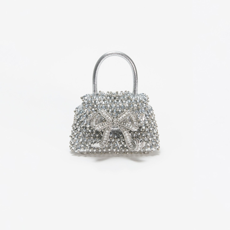Silver Embellished Micro Bow Bag 1